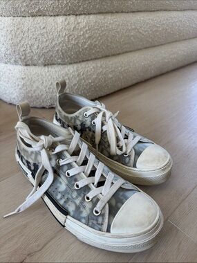Dior Low-Top Sneakers in Cream & Gray